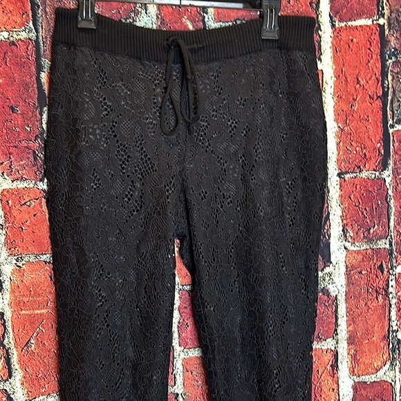 Womens Roi Black Lace  Drawstring Waist Cropped Pants medium - Picture 2 of 11